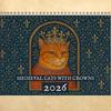 2026 12-Month Medieval Cats Crown Wall Calendar, Royal Feline Art for Home & Office Wall Decoration