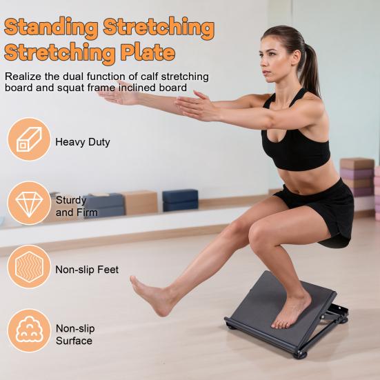 Stretch Board Heavy Duty Slant Board Calf Stretcher for Squat 600lbs Weight Capacity Adjustable Achilles Incline Balance Relieving Plantar Fasciitis