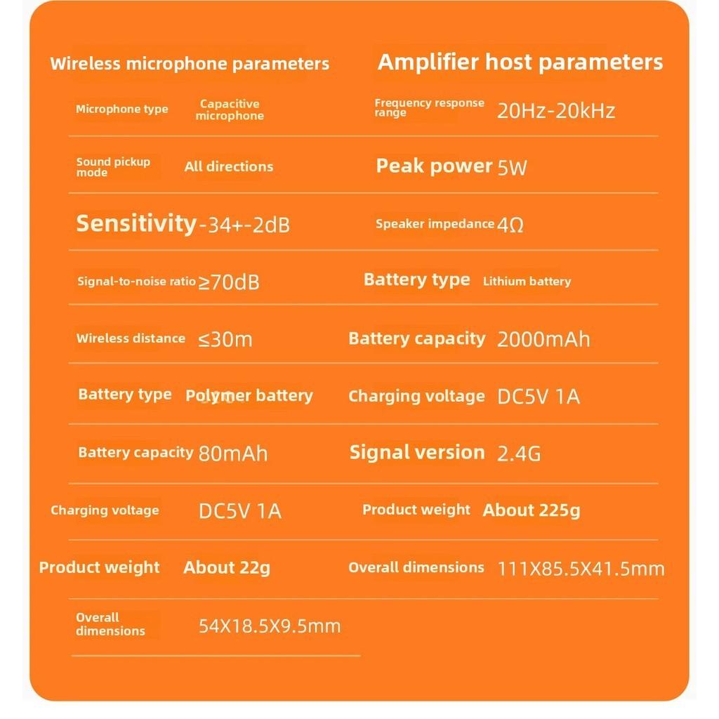 Wireless Voice Amplifier Rechargeable Clip-on Bluetooth Speaker Teaching & Streaming Loudspeaker Capacitive Microphone