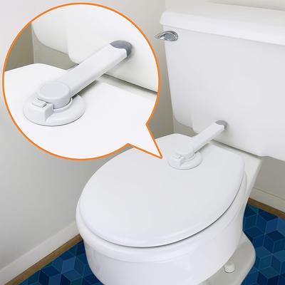 Bezpečnostní zámek na toaletu - Bílý plastový západkový zámek odolný proti dětem se snadnou instalací, Zabraňuje neoprávněnému použití dětmi a domácími mazlíčky, Zajišťuje přístup do koupelny
