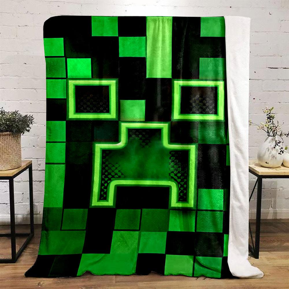 Green Pixel Pattern Blanket bedroom Blanket for Livingroom Couch lunch break Soft throw for Friend's festival Gift