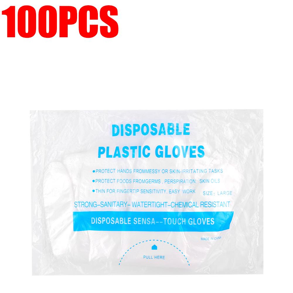 200/100Pcs Disposable Gloves Clear Anti-Slip Design Food Catering Baking Beauty and Hairdressing Transparent Gloves Wholesale