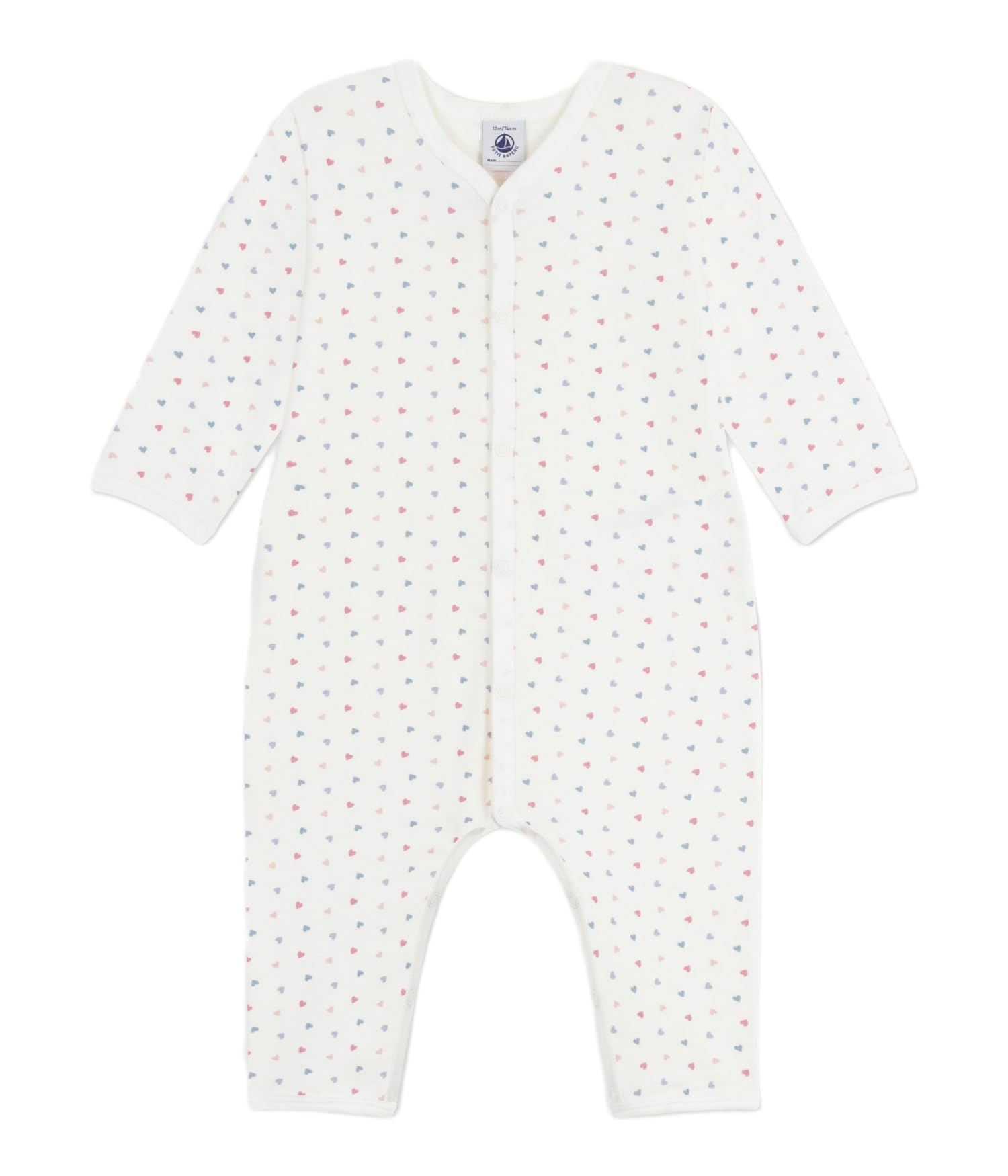 

Petit Bateau Footless Romper 12 74cm A0E83, Off-White/Light Blue, Months,