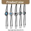 5Pcs Metal Flower Stone Cowboy Bolo Tie Western Faux Leather Rope Necktie Jewelry Shirt Collar Chain Vintage Necklace