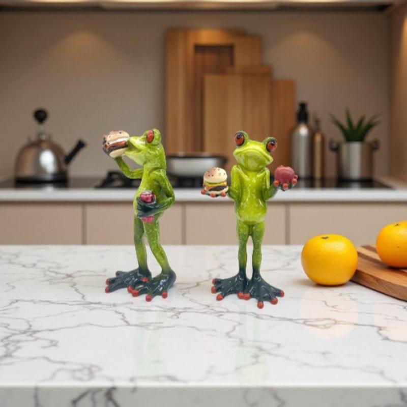 Couple Frog Statue Creative Frog Painter Fashionable Outdoor Vacation Frog Resin Sculpture Home Interior Desktop Decoration