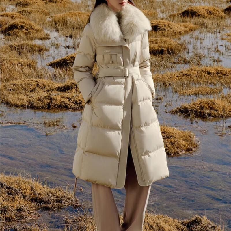 

Женский длинный пуховик Jiuzi Annacao со съемным меховым воротником M