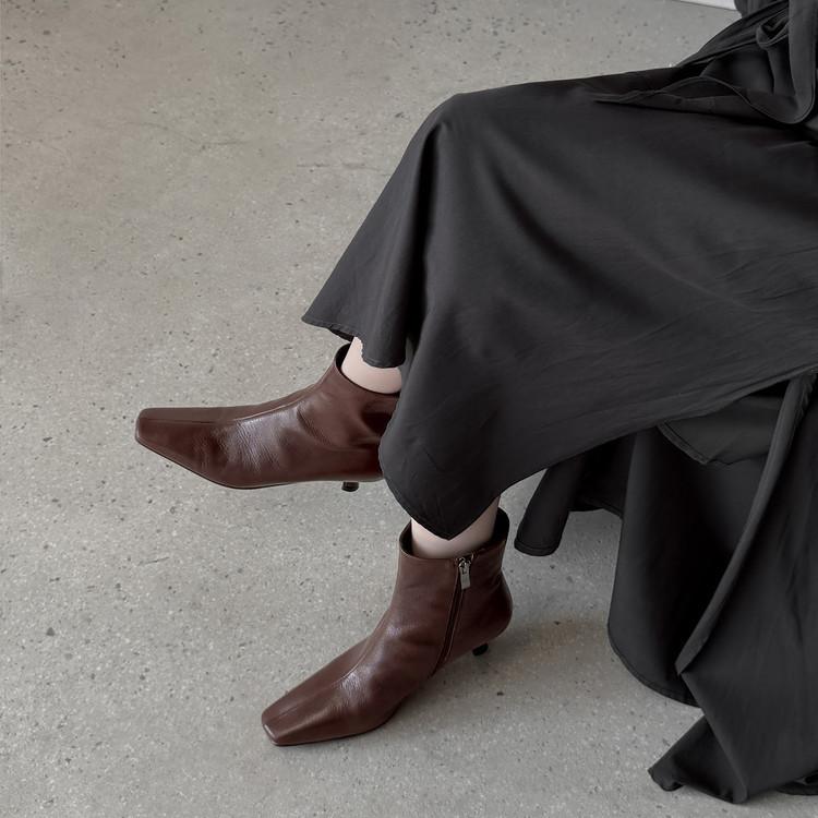 Fine-heeled Short Boots Women's Versatile Retro Chelsea Boots Square-heeled High-heeled Boots 2025 Autumn and Winter New Korean Version Boots