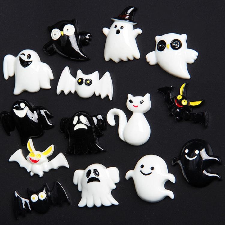 Pumpkin Ghost Skull Witch Hat Flat Back Cabochon Art Supply Decoration