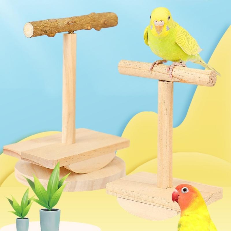 Wooden Bird Perches Stand Parrots Swing Toy with NonSlip Rubber Sticker for Budgies and Cockatiels