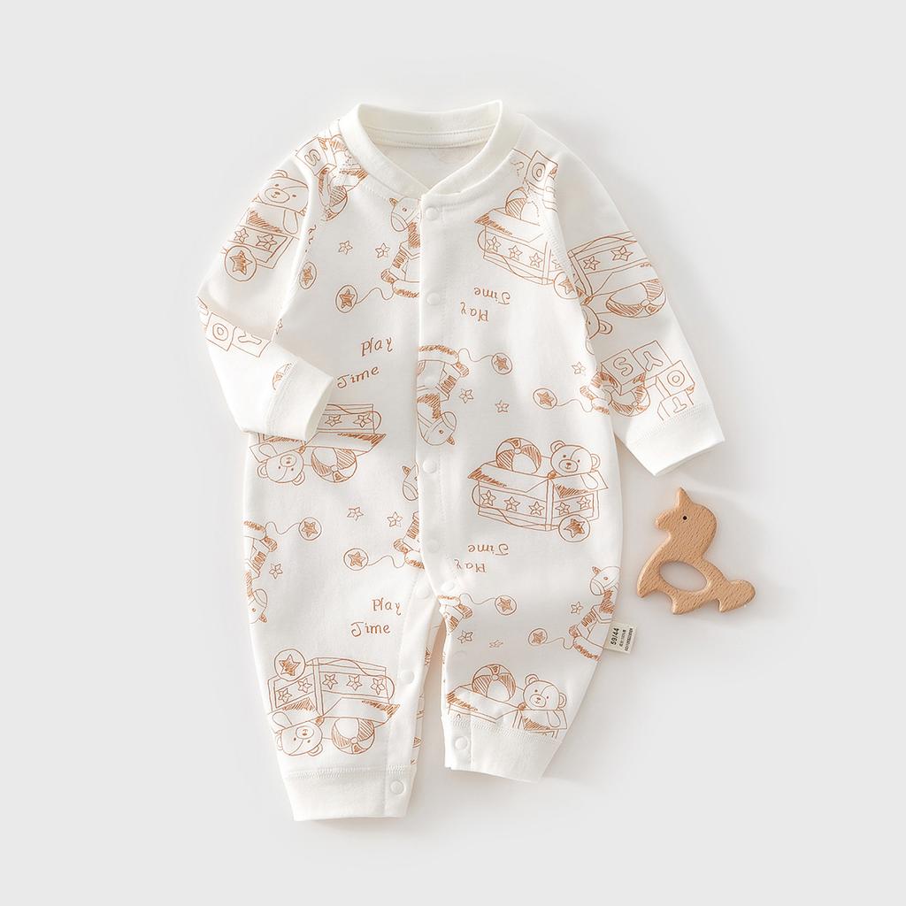 Newborn Baby Cotton Romper, Long Sleeve Infant One Piece Pajamas, Soft Spring Autumn Jumpsuit Crawling Suit