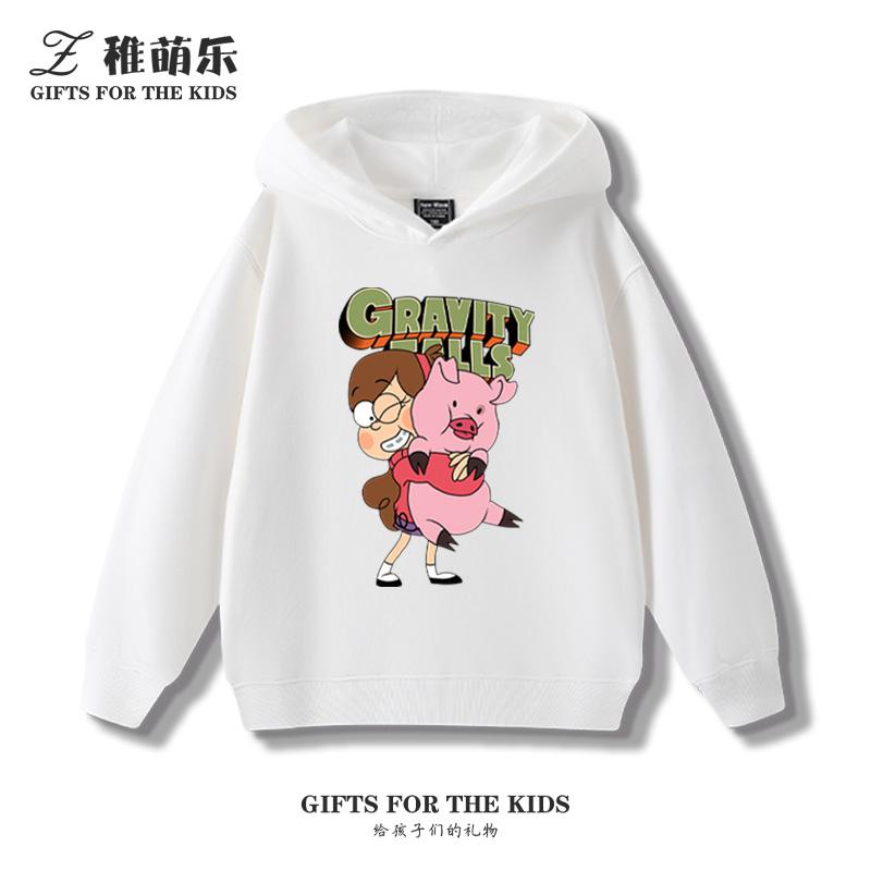 Gravity Falls Anime Fun Hooded Sweatshirt Boys Girls Children's Fall and Winter Padded Cute Casual Trend Warm Long Sleeve Top