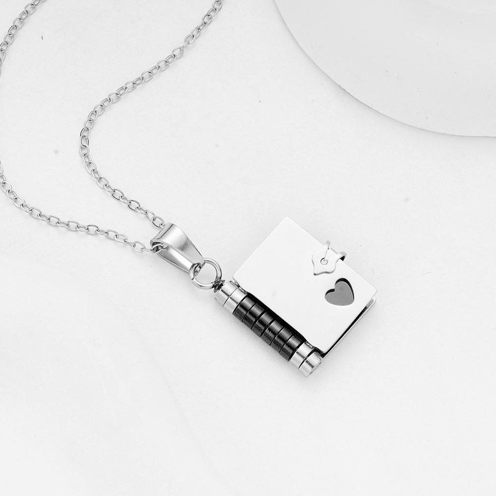2025 Spring/Summer New Arrival: Titanium Steel Love Letter Necklace with Openable Pendant - Personalized Couple Style