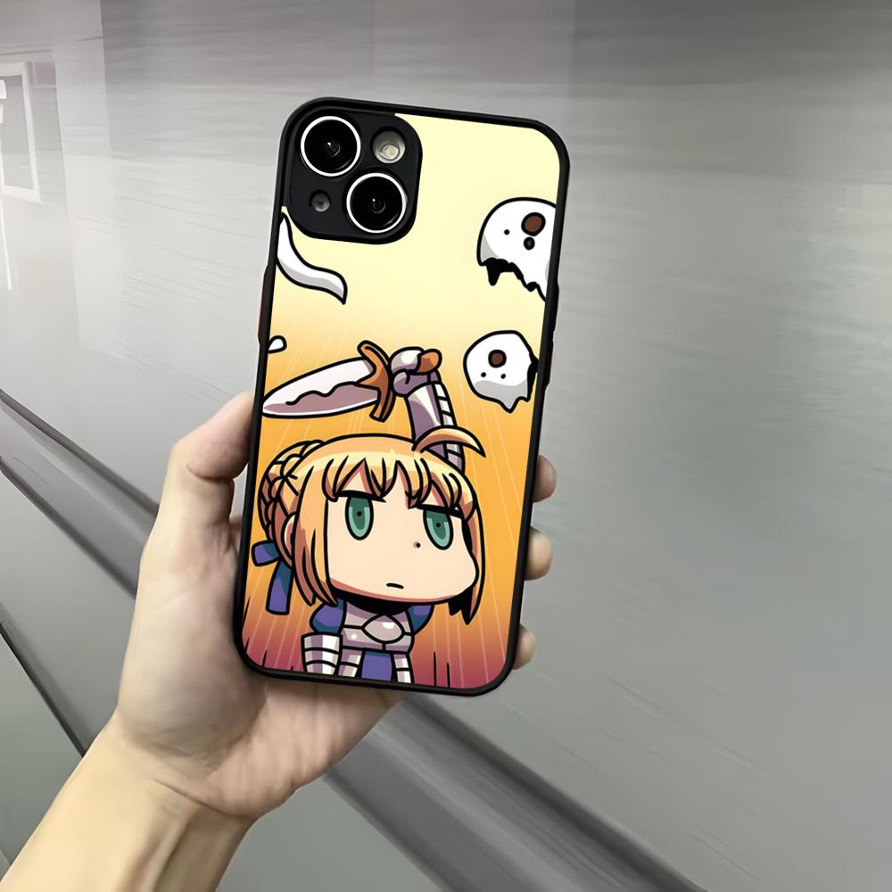 Anime Fate S-Sabe Phone Case For Iphone 17 16 15 14 13 12 Pro Max Xr Air Plus Skin Feel Black Hard Shell Cover