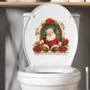 Watercolor Santa Claus By The Window and Red Flower Toilet Stickers for Bathroom Decoration