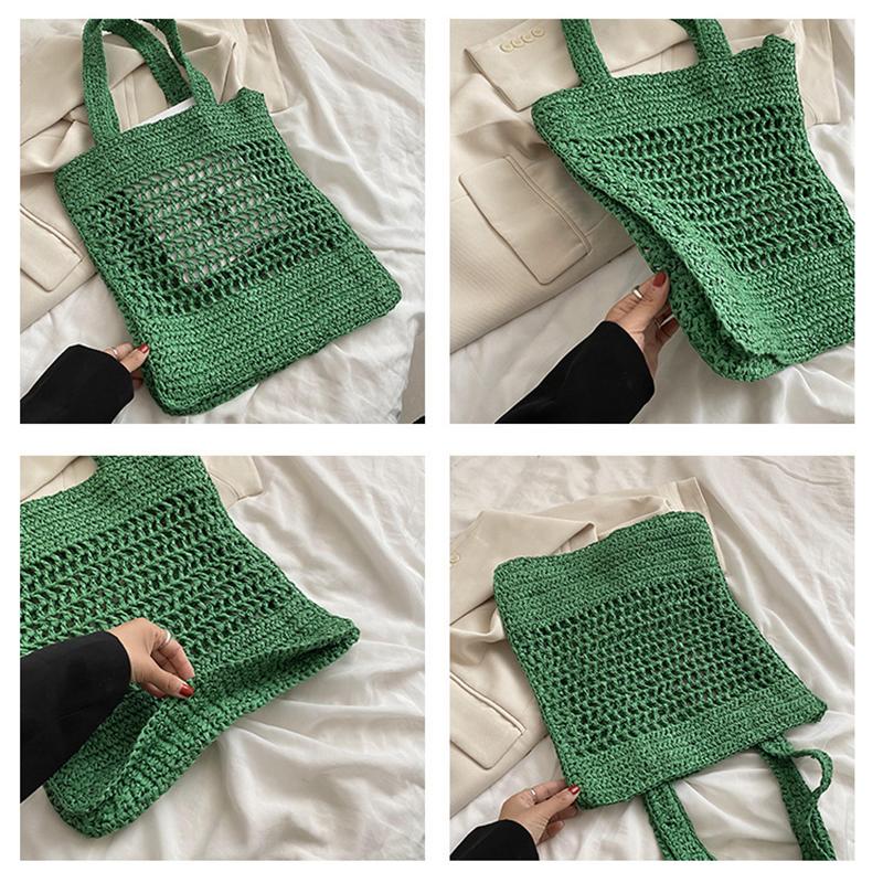 Yogodlns Bolso de hombro hueco tejido de verano para mujer bolso de mano informal de viaje de Color caramelo para playa