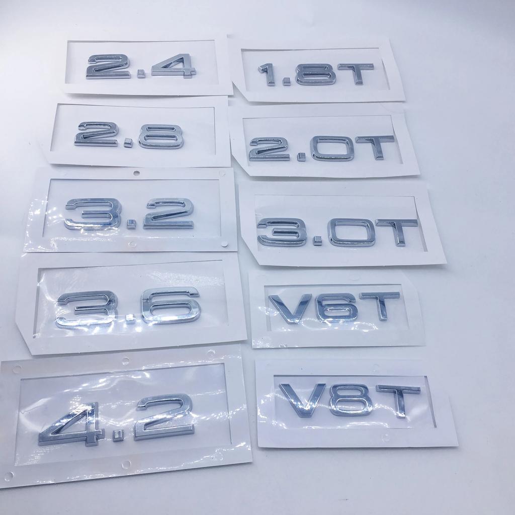 1pcs ABS For 41s 1.8T 2.0T 3.0T V6T V8T 2.4 2.8 3.2 3.6 4.2 Rear Trunk Emblem Logo Badge Sticker Car Displacement Brights41