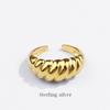 925 Silber Verdrehte Croissant Ringe für Damen Herren Minimalistisch Klobig Geometrische Textur Vintage Schmuck Geschenk