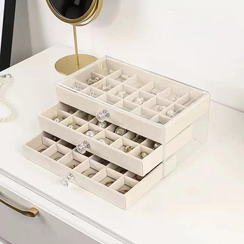 

Большая емкость, устойчивая к окислению шкатулка для драгоценностей, чистый цвет, изысканная коробка для хранения бежевый