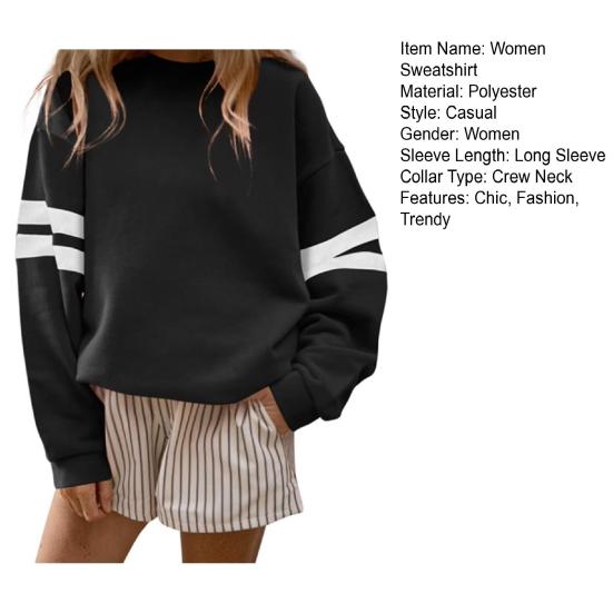Crewneck Sweatshirt för Kvinnor Oversized Långärmad Pullovertoppar Plus Size Höst Vår Vardagskläder