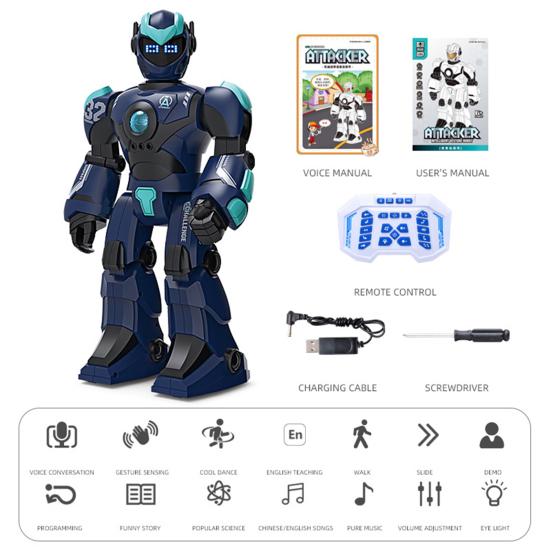 Electric Smart Robot Toy Gesture Sensing Programmable Remote Control Robot Model Toddlers Boys Girls Interactive Talking Singing Dancing Story Telling