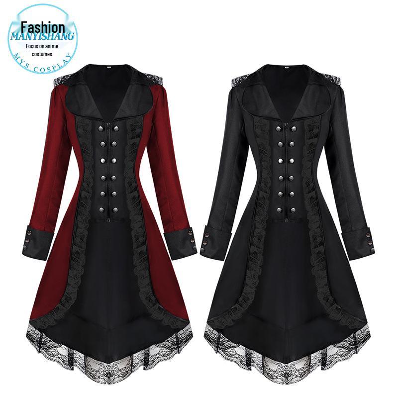 

Plus Size Women s Steampunk Swallowtail Coat - Black Gothic Victorian Jacket XXL
