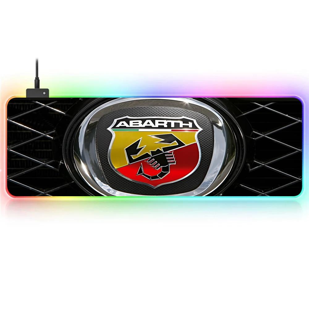 GFQKA1 Italie Car Abarth logo  Mouse Pad RGB Large Gaming Mouse Pad Non-slip Rubber Base Keyboard Pad Extra Large Luminous LED MousePad RGB600x300x3mm