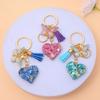 Sequins Filled Resin Heart Keyring Creative Car Key Chain Butterfly Keychain Bag Charm Keychain Hanging Ornament
