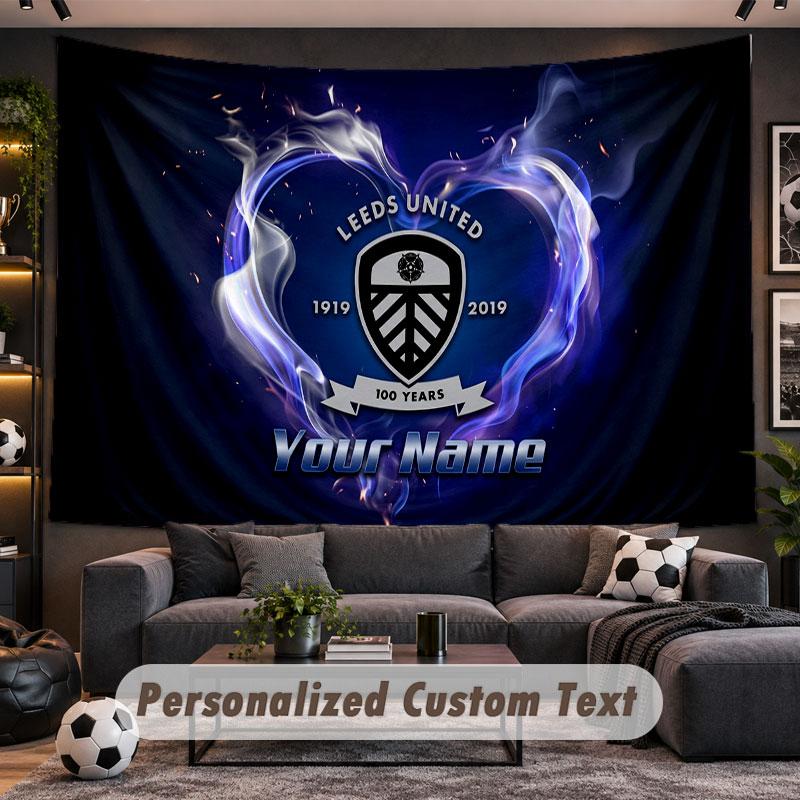 Wall Hanging Tapestry Custom NameLeeds United Pattern Personalized Printed Fabric Wall Decor