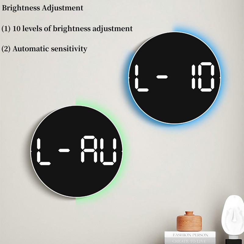Digital Wall Clock With Mood Light USB Powered TEMP Humidity Week LED Alarm Clock DST 2 Alarm Timing Countdown Remote Control