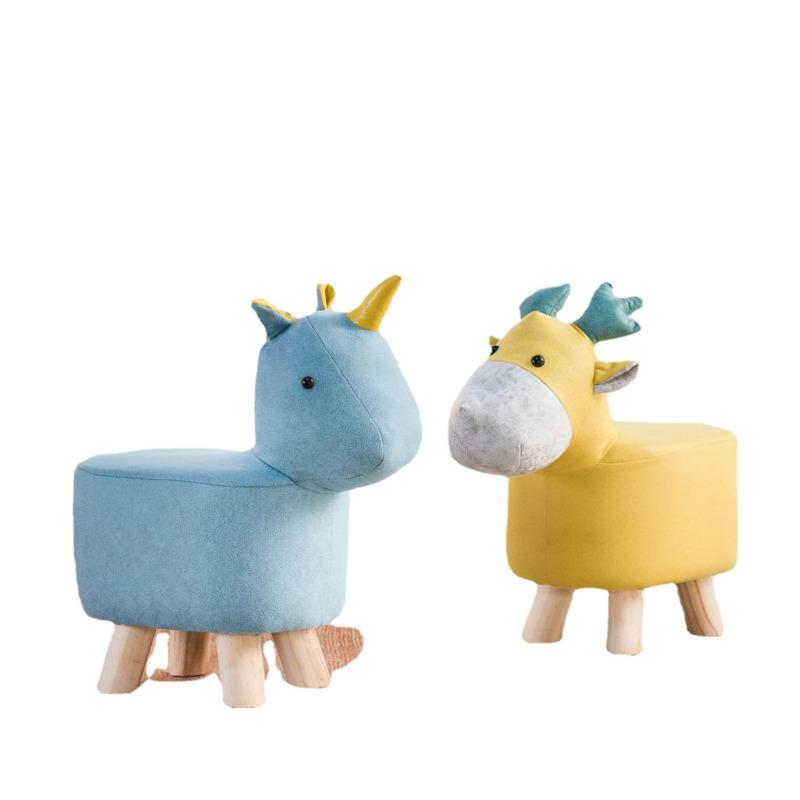 Creative Stool Children Nordic Style Porch Cartoon Shoe Changing Small Stool Living Room Wooden Animal Low Stool