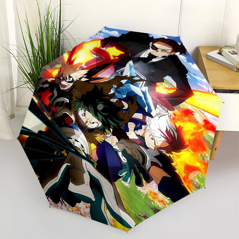 

1pc My Hero Academia Automatic Opening/Closing Outdoor Umbrella with Boku No Hero Characters - Portable 3-Fold Design, 8-Rib Iron Frame Outdoor f