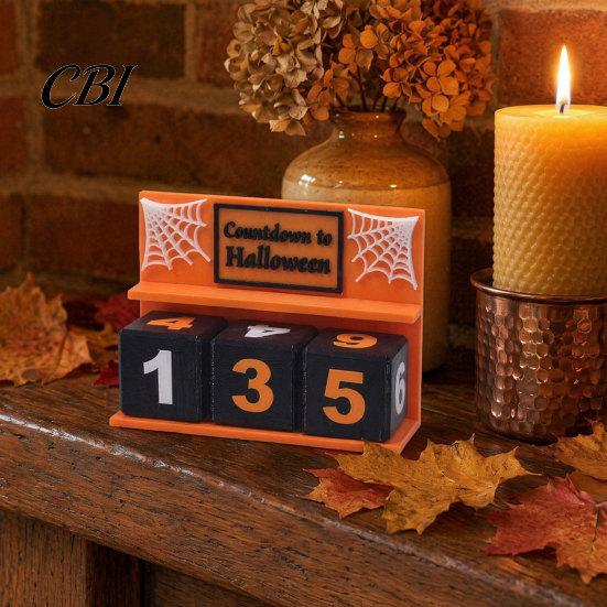 Gruseliges Feiertags-Countdown-Display Halloween-Kalenderblock, 3D-gedruckter Adventskalender, Tägliche Kaffeetisch-Mittelstück Countdown für Dekoration am Kaminsims,