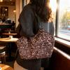 Retro Largecapacity Leopard Print Bag Women's New Autumn and Winter Commuter Shoulder Bag College Student Class Tote Bag