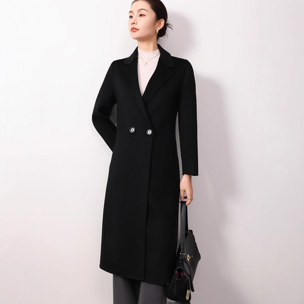 Women's Double-Faced Wool Slim Fit Extra Long Over-the-Knee Coat for Autumn/Winter