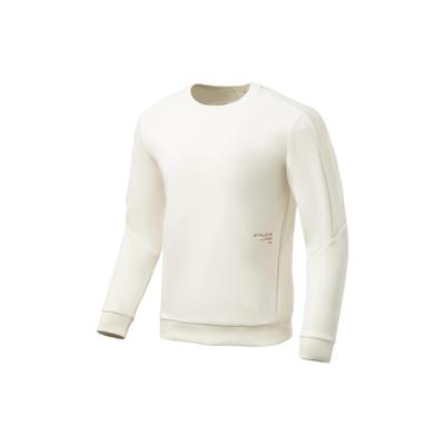 Li-Ning Fitness Series 3D Tailored Solid Color Crew Neck Sweatshirt Men Tops Vanilla-White AWDS007-5