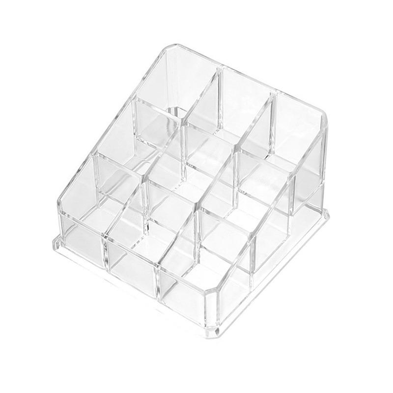 Trapezoid Clear Makeup Display 40 Lattices Lipstick Stand Case Cosmetic Organizer Holder Box