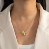 1 Piece of Versatile Temperament Blue Ball Volleyball Sports Style Alloy Cross Pendant Blessing Card Necklace