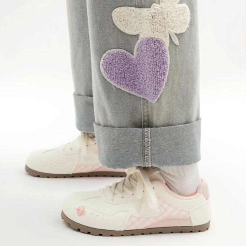 Round Toe Flat Bottom Dexun Shoes Fashionable and Versatile Women's Shoes Comfortable Sports Shoes Casual White Shoes