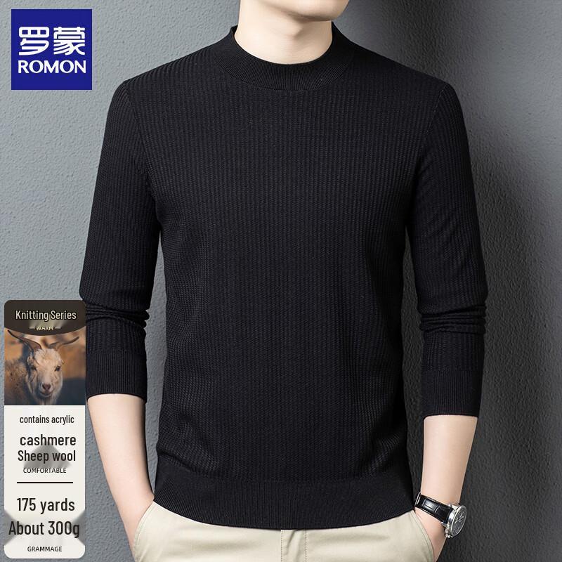 ROMON Men s Solid Color Round Neck Knit Sweater 180/XL