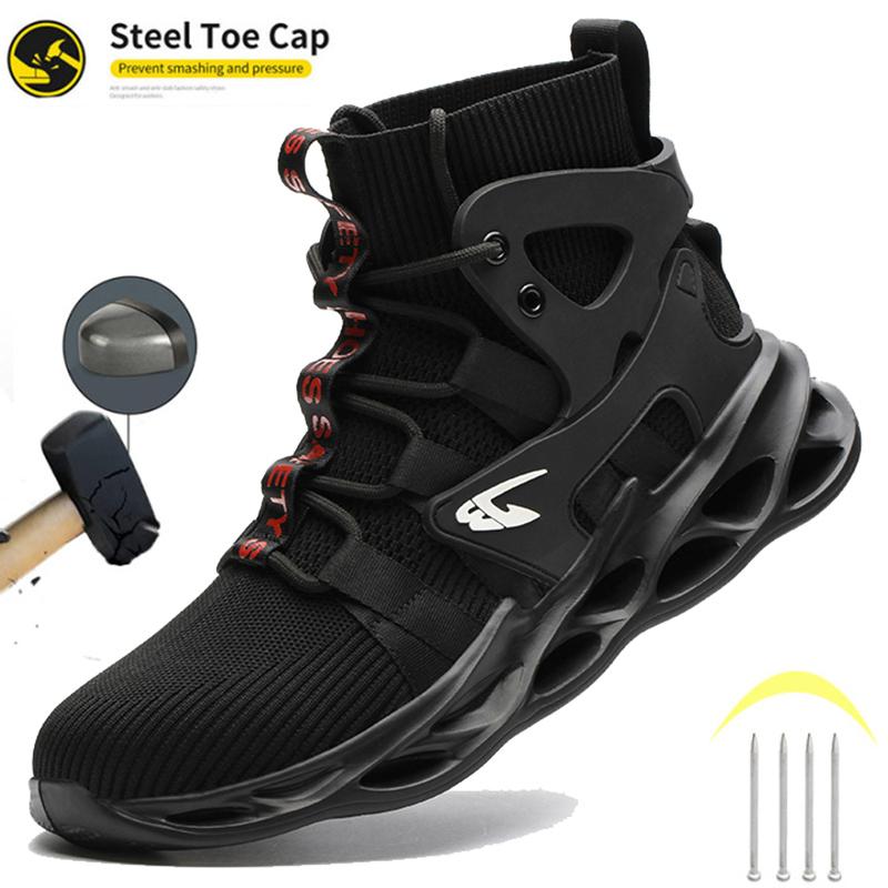 Lightweight Safety Shoes Men Work Shoes Non-Slip Steel Toe Boots Sneakers Breathable Shoes All-Season Outdoor Anti Piercing Shoe