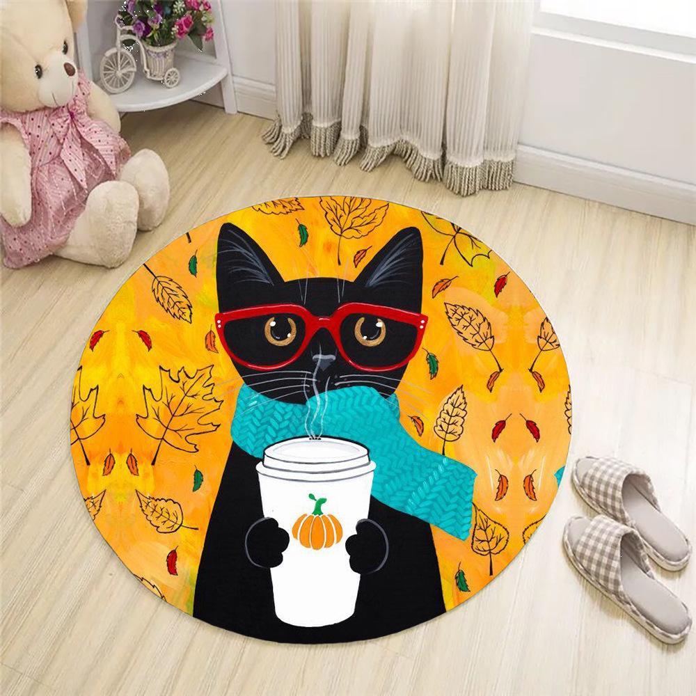 Cartoon Animal Head Floor Mat Round Pet Cute Rug Bedroom Living Room Korean Style Chair Rug Kids Carpets