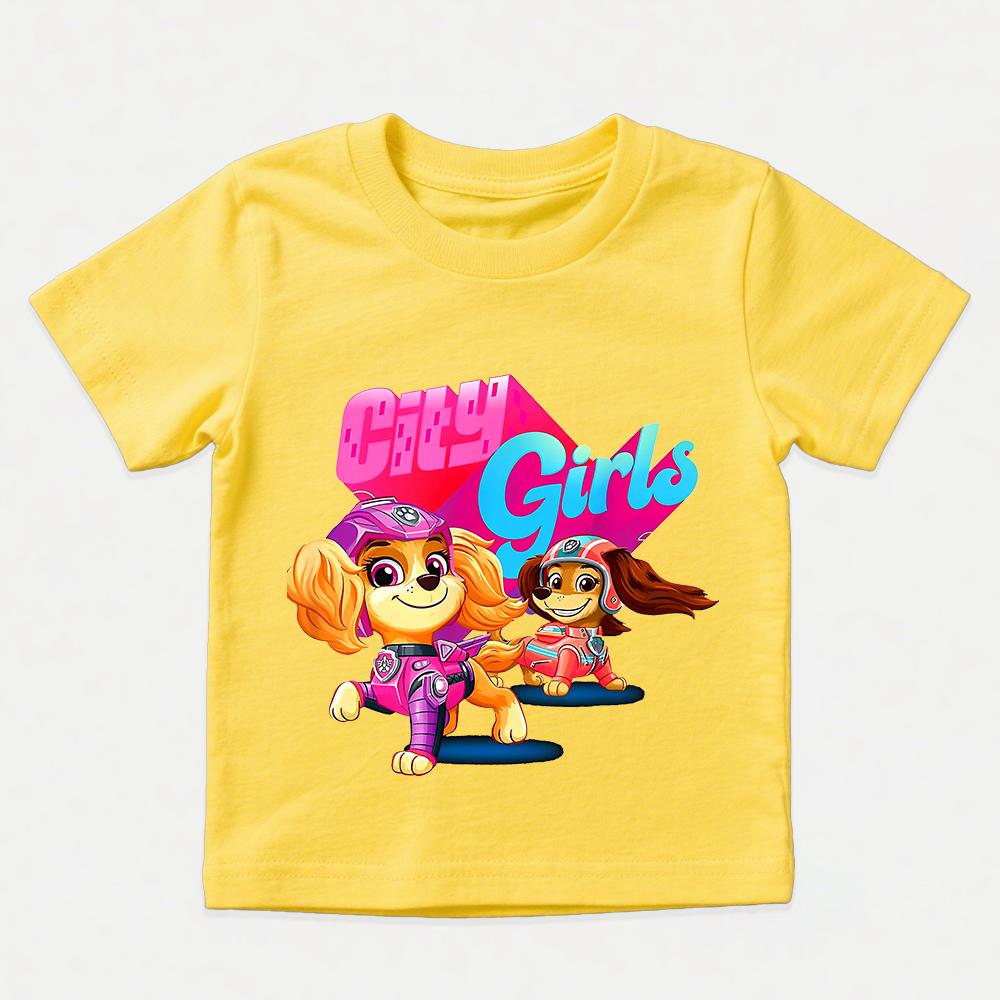 Paw Patrol Skye Liberty Graphic T Shirt Girls Casual Summer Clothes Kids Fashion Tee Top