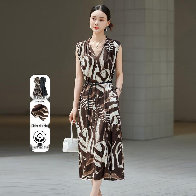 Elegant V-neck Sleeveless A-Line Midi Dress XL