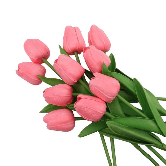 6 Pcs Artificial Tulip Flowers Real Touch Faux PU Tulip Bouquet Fake Flower Arrangement for Home Room Office Party Wedding Decoration