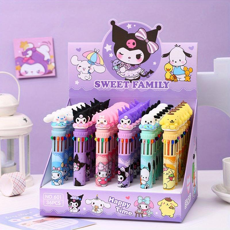 

Sanrio 36 шт. Pochacco 10 цветов в 1 шариковой ручке Очаровательная Kuromi Студенческая 0,7 мм Многоцветные чернила Приз за экзамен Рисование Граффити Мультяшный рисунок Подарок для вечеринки 36Pcs/Box