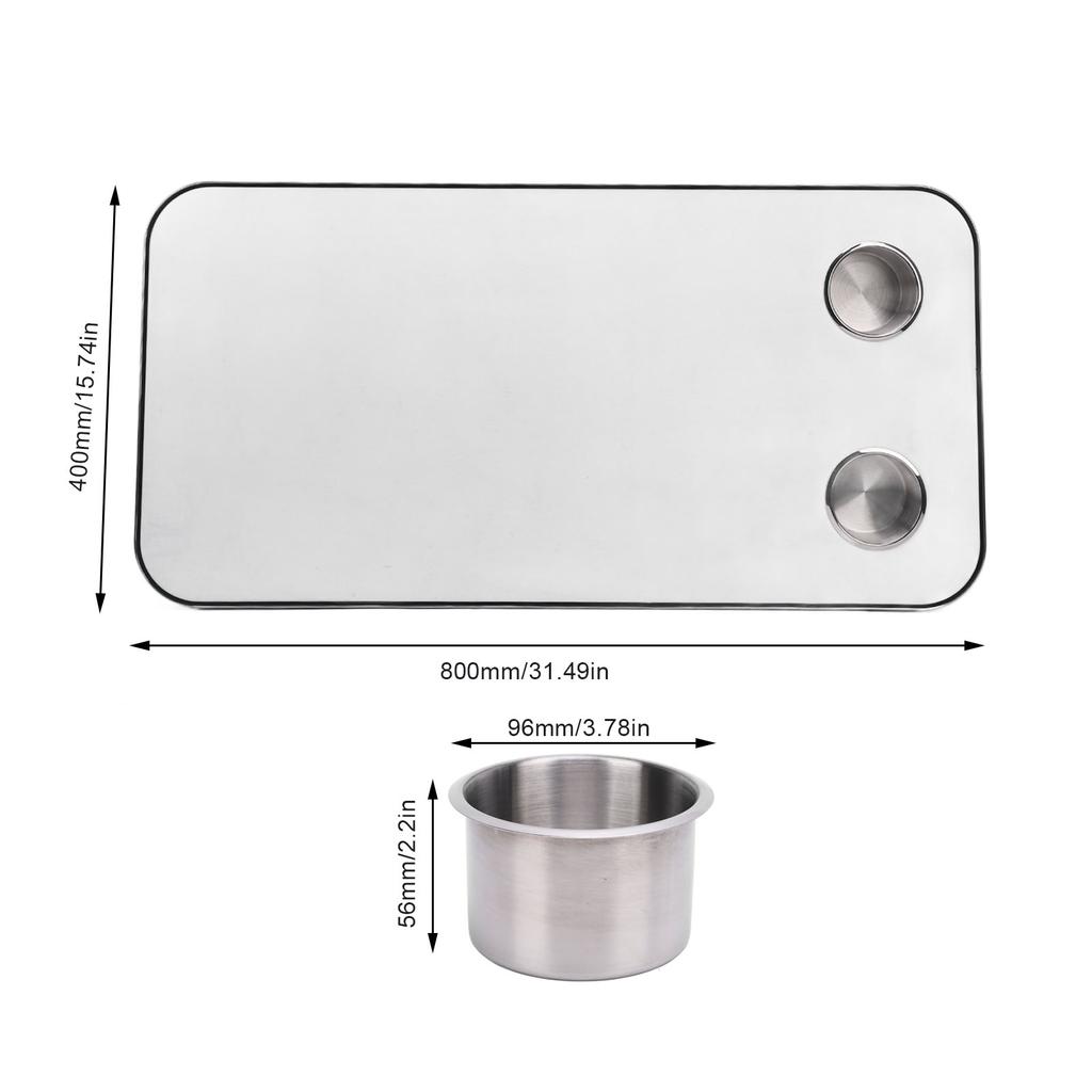 RV Table Top RV Table Top  Wood with 2 Stainless Steel Cup Holders for Trailer Motorhome Yacht Boat Deck 800 X 400mm