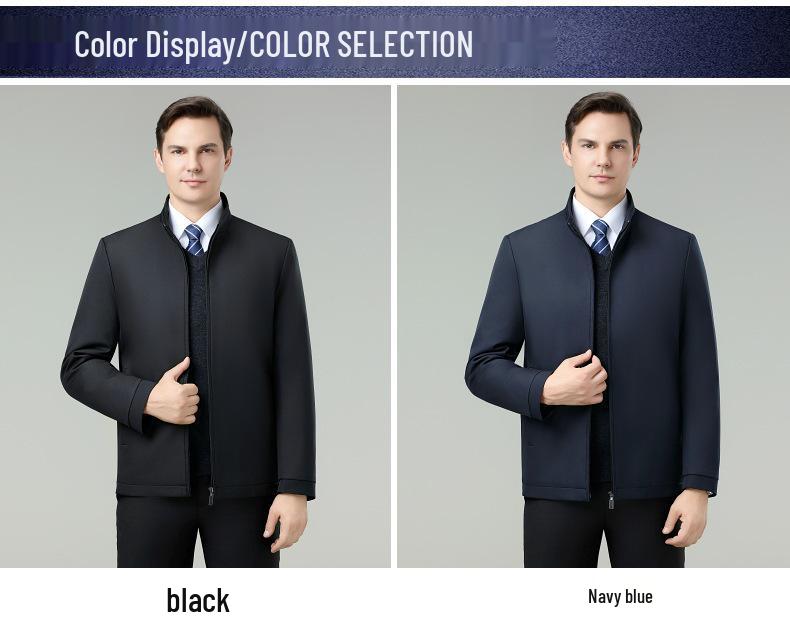 Men's Middle-Aged Business Casual Stand Collar Cotton Padded Jacket - Lightweight, Non-Iron, Warm Autumn/Winter Wear