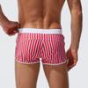 Classic Stripe Men Swim Trunks Drawstring Boxer Briefs with Zipper Pocket Fashion Swimming Trunks Beach Shorts Surfing Swimwear