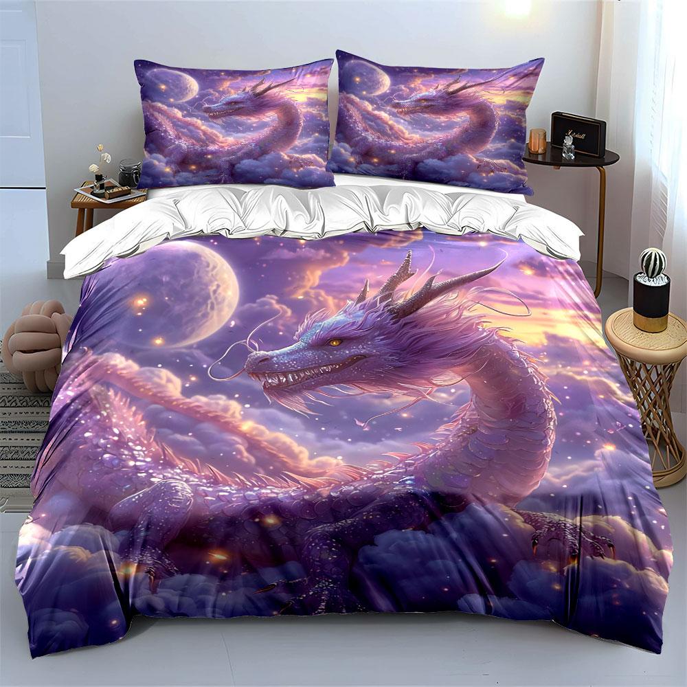 Fantasy Dragon Art Decor Set Soft Comfortable Duvet Cover Bedding Set Included 1*Duvet Cover & 2*Pillowcases, Gift