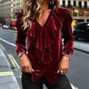 MGHR Damenmode Casual Herbst Winter Langarm V-Ausschnitt Blusen & Hemden
